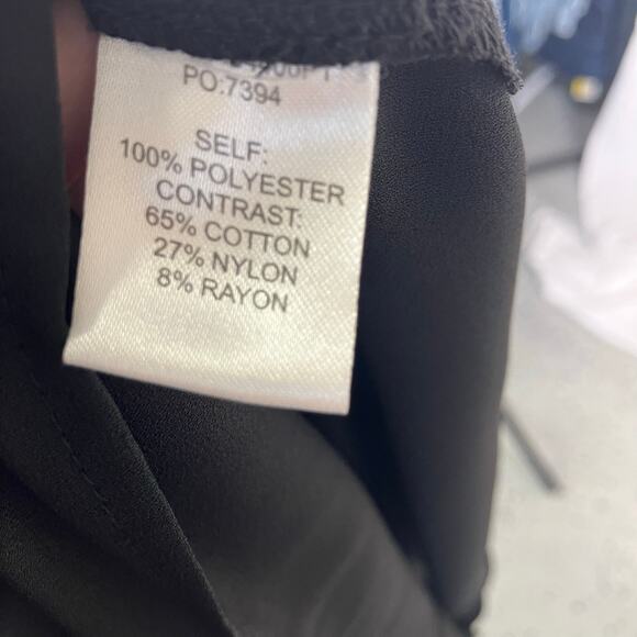 Skies Are Blue Black Blouse XLP Lace Crochet Sleeve Back Detail Classic Career‎ - Picture 11 of 14